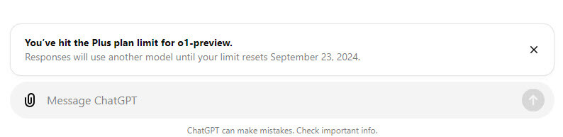 ChatGPT o1-Preview Limit