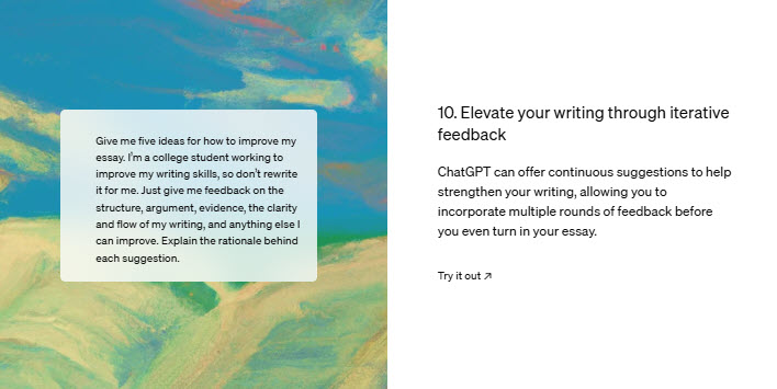 OpenAI ChatGPT Schreibtipps - Iteratives Feedback ; Source: OpenAI