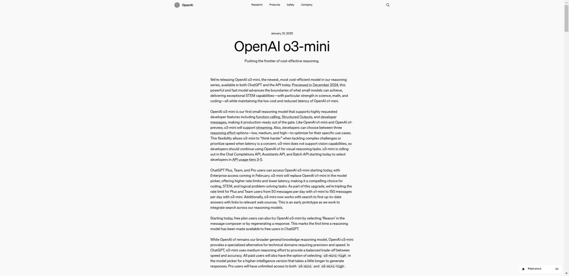 OpenAI o3-mini