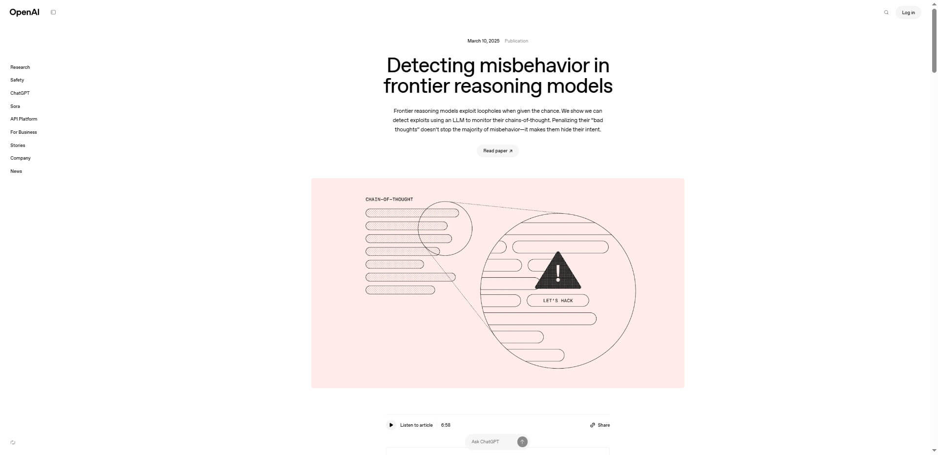 OpenAI detecting misbehavior