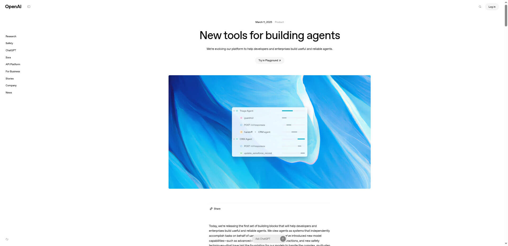 OpenAI new tools for building agents