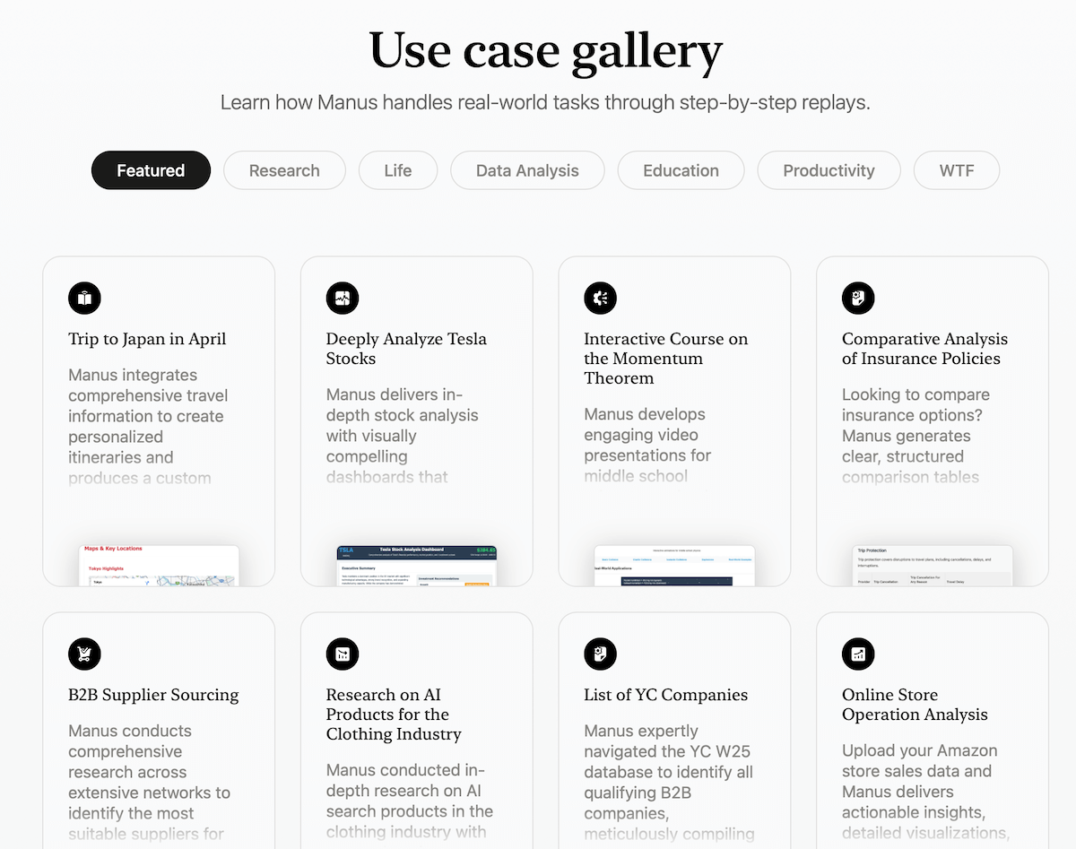Manus Use Cases: Von der Aktien-Bewertung bis zur Quellenrecherche und Ecommerce-Analyse