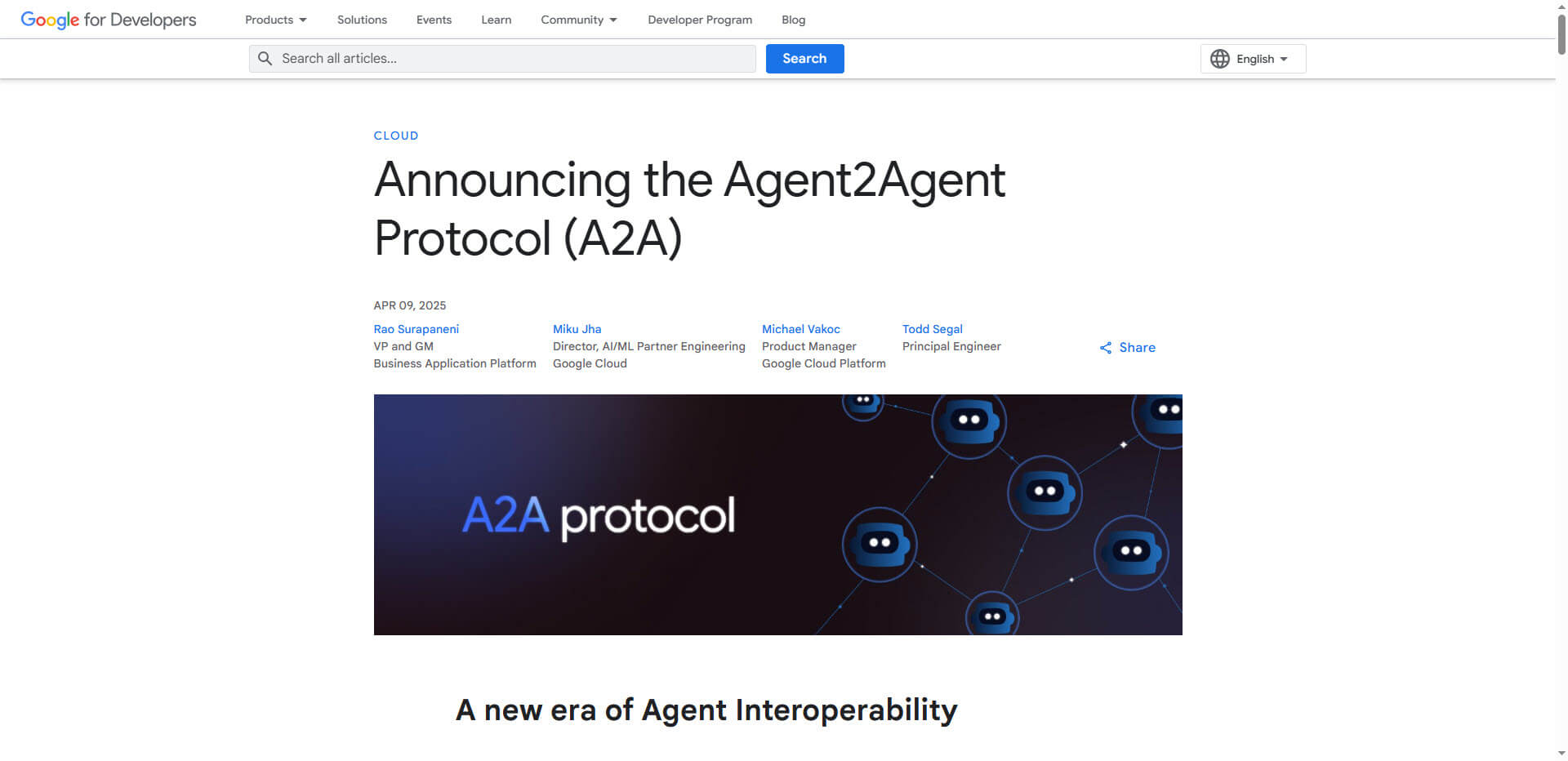 Google Agent2Agent Protocol A2A