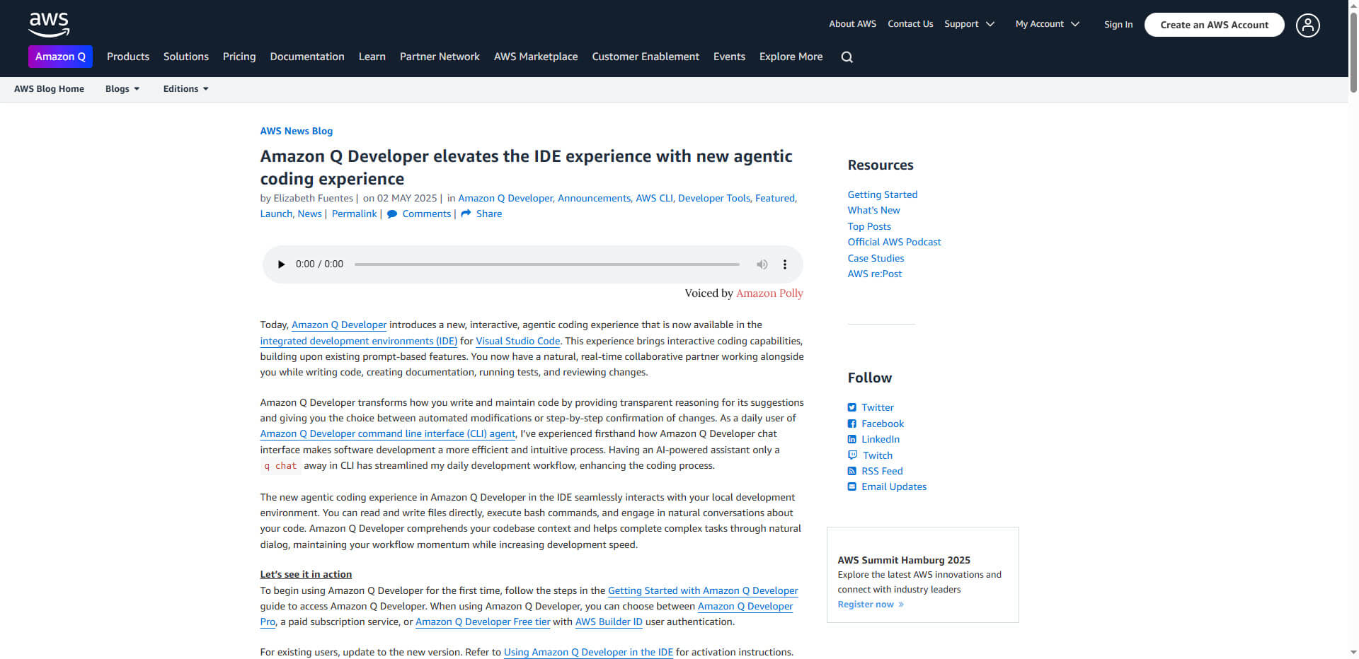 Amazon Q Developer elevates the IDE experience with new agentic coding experience