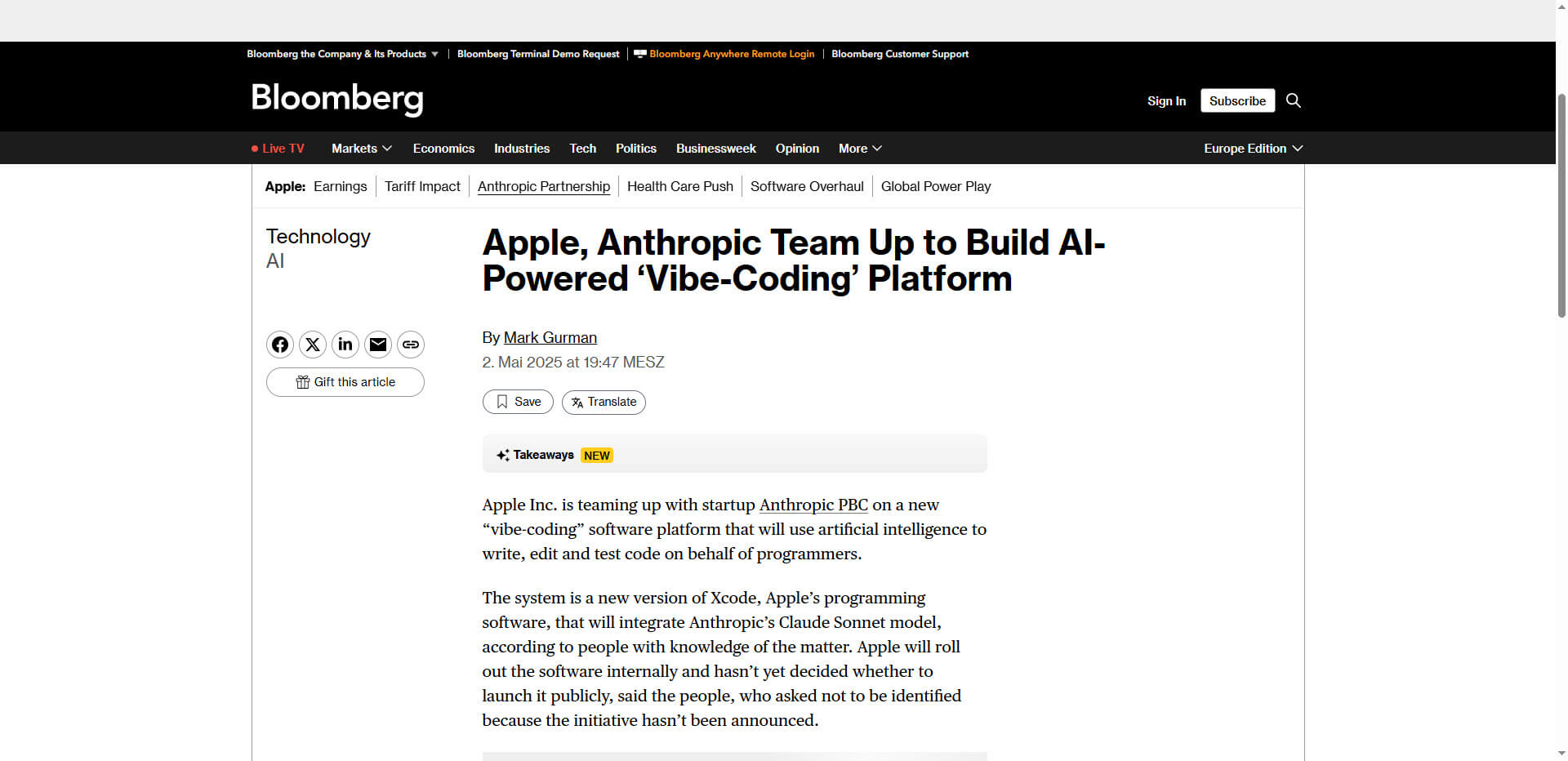 Apple, Anthropic Team Up to Build AI-Powered ‘Vibe-Coding’ Platform