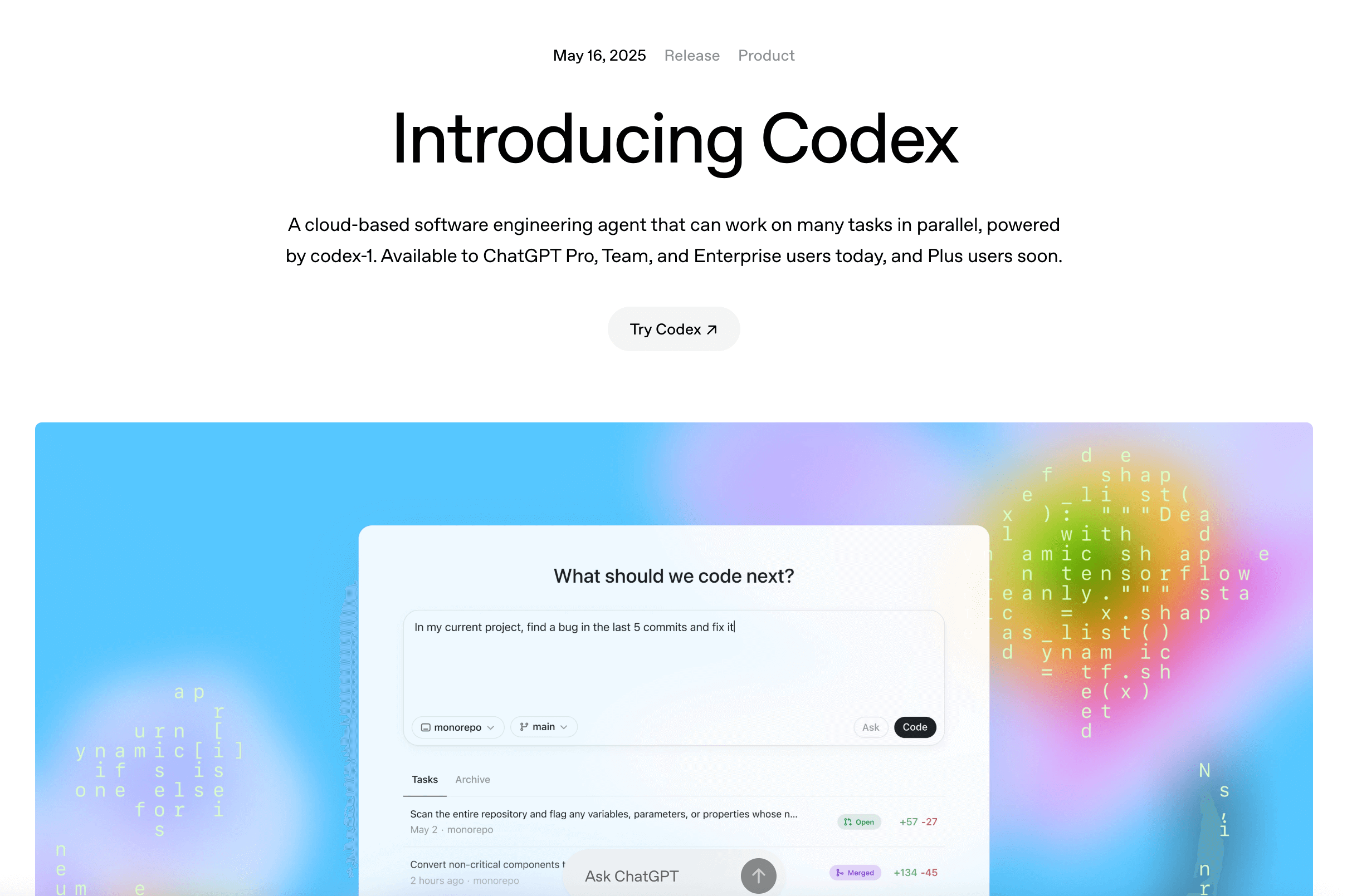 OpenAI Introducing Codex