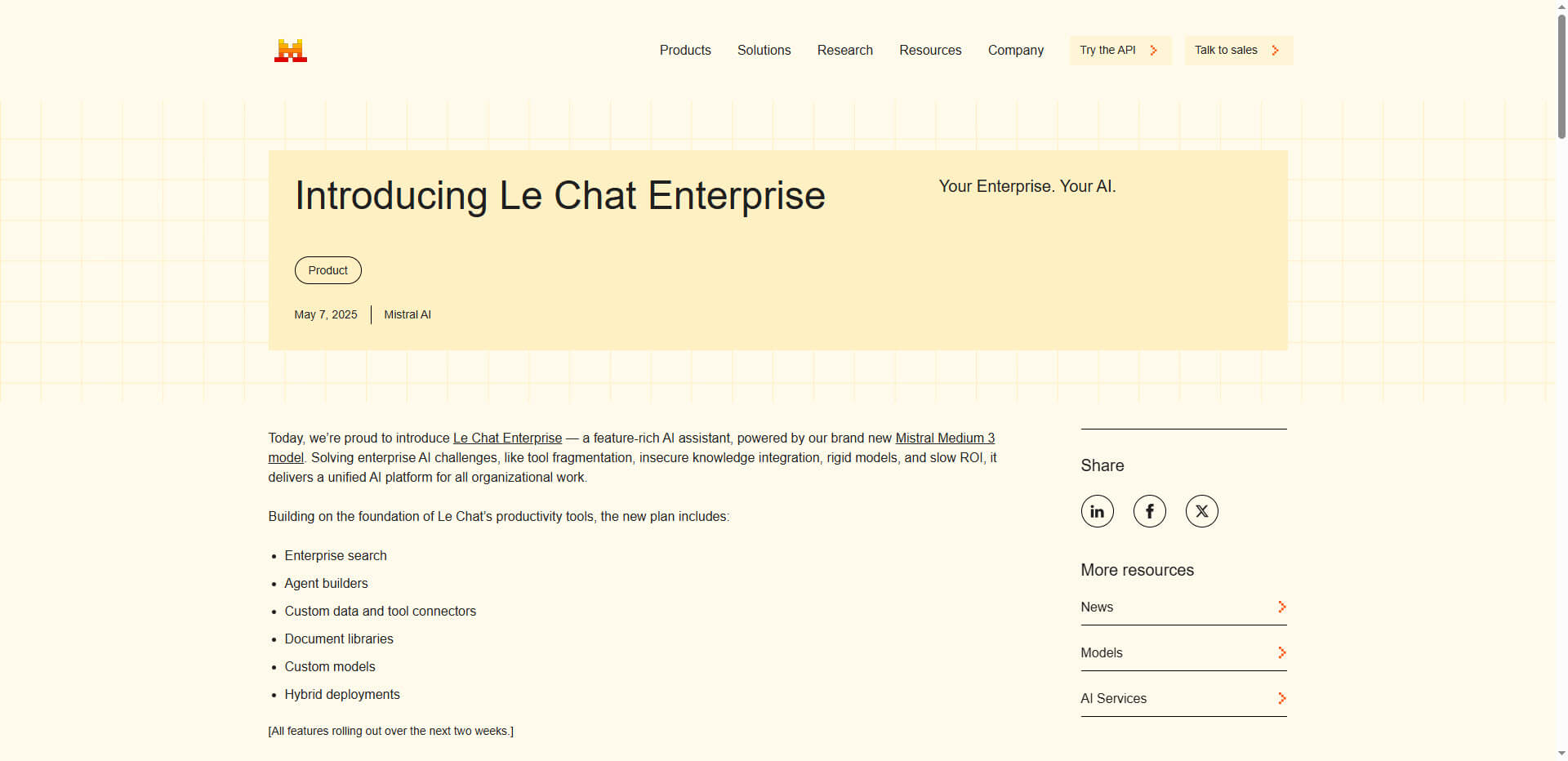 Mistral Introducing Le Chat Enterprise