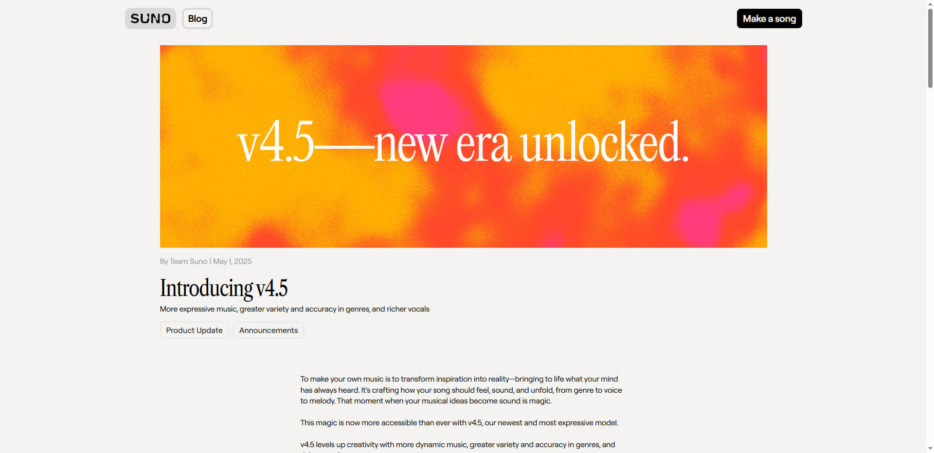Suno Introducing v4.5