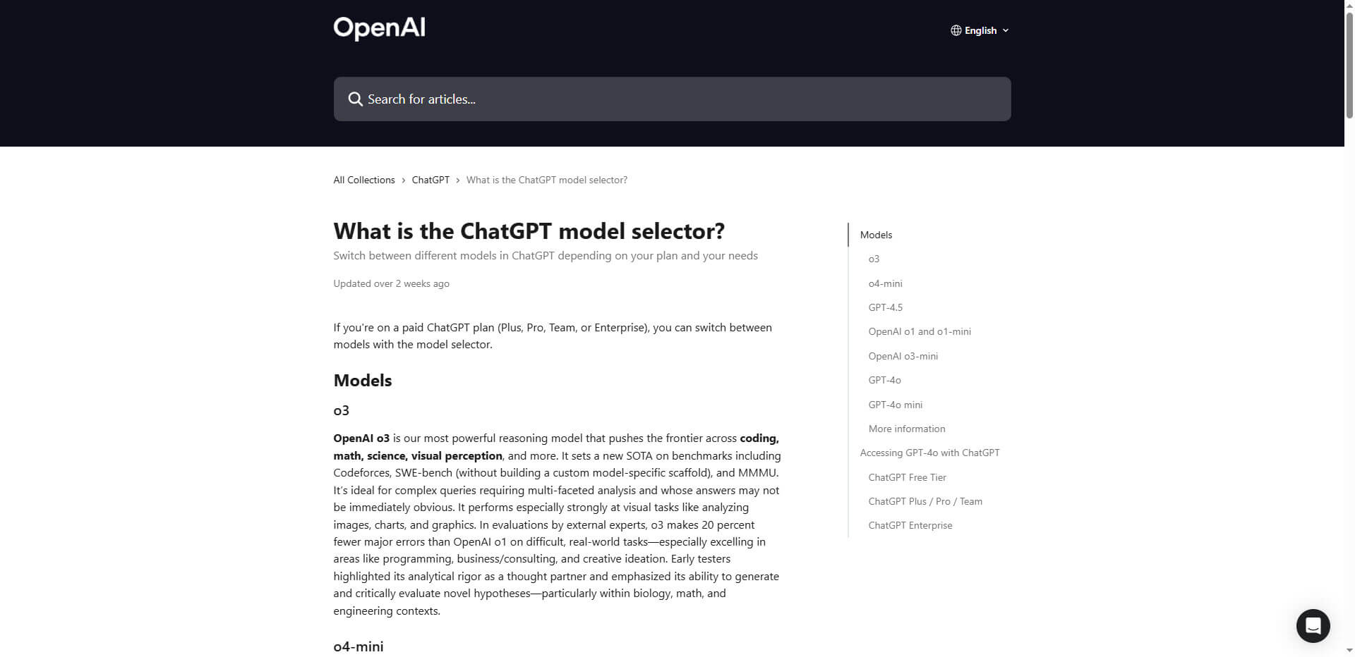 What is the ChatGPT model selector