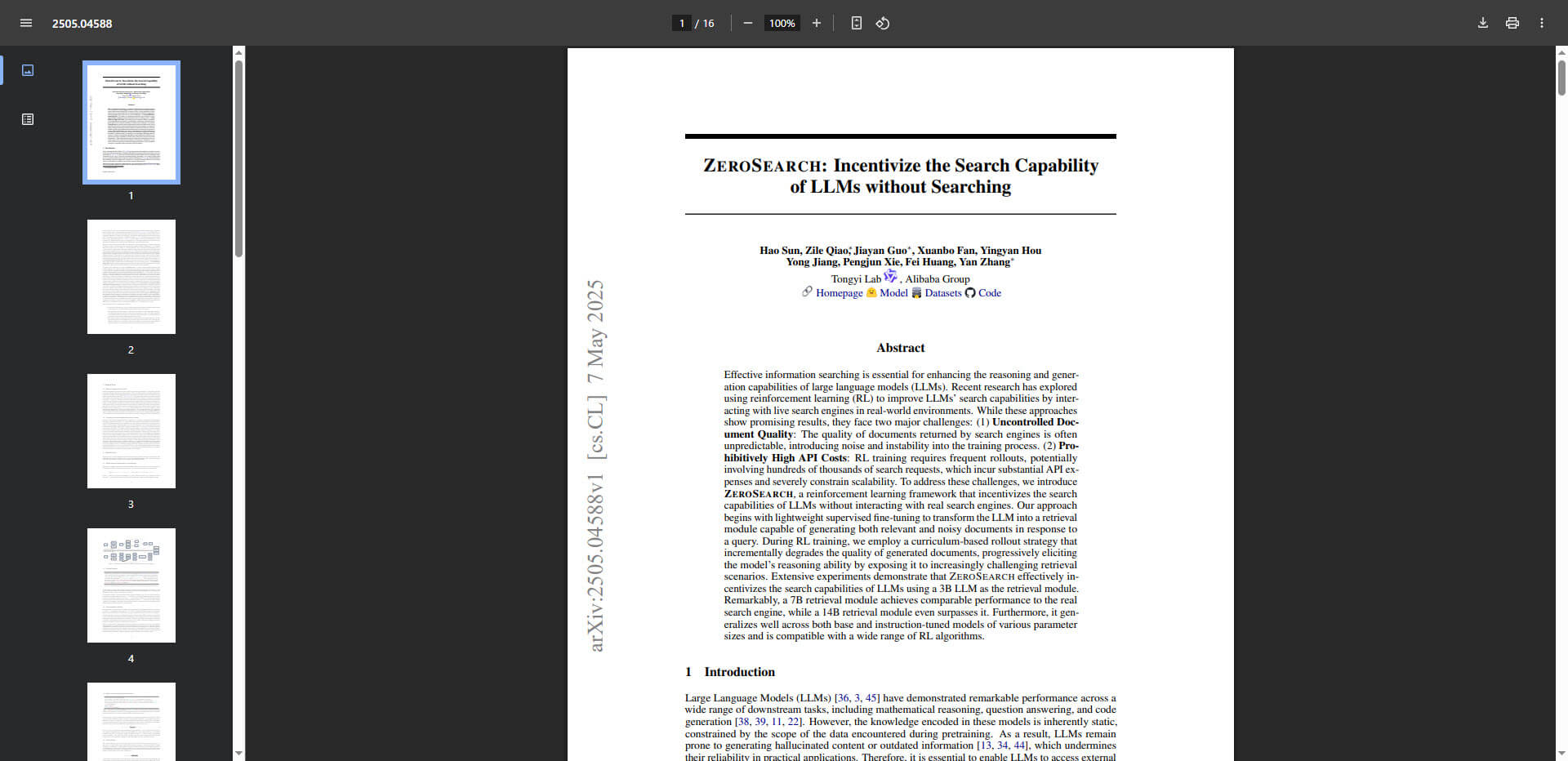 ZEROSEARCH - Incentivize the Search Capability