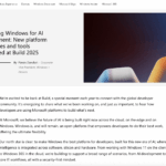 Advancing Windows for AI developmen - New platform capabilities and tools introduced at Build 2025