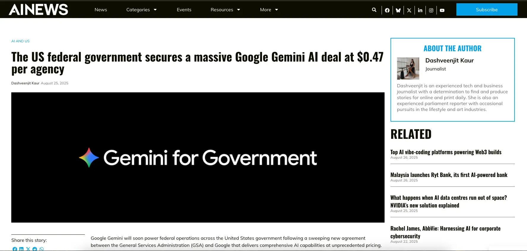 Google Gemini: 0,47$ Milliarden-Deal mit US-Regierung verändert KI-Beschaffung