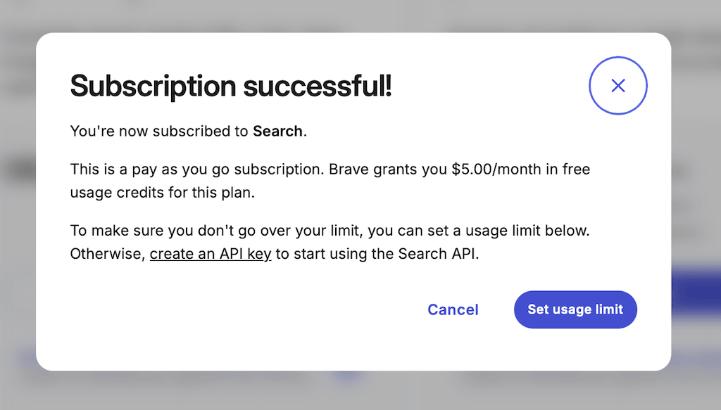 Der kostenlose Plan für die Brave-API