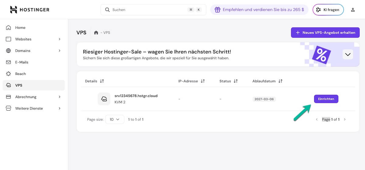 Hosting-Setup bei Hostinger