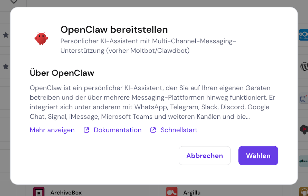OpenClaw-Setup bei Hostinger