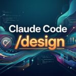 AI: Image for article on Claude Code /design feature. show "Claude Code" and "/design" and some modern abstract background