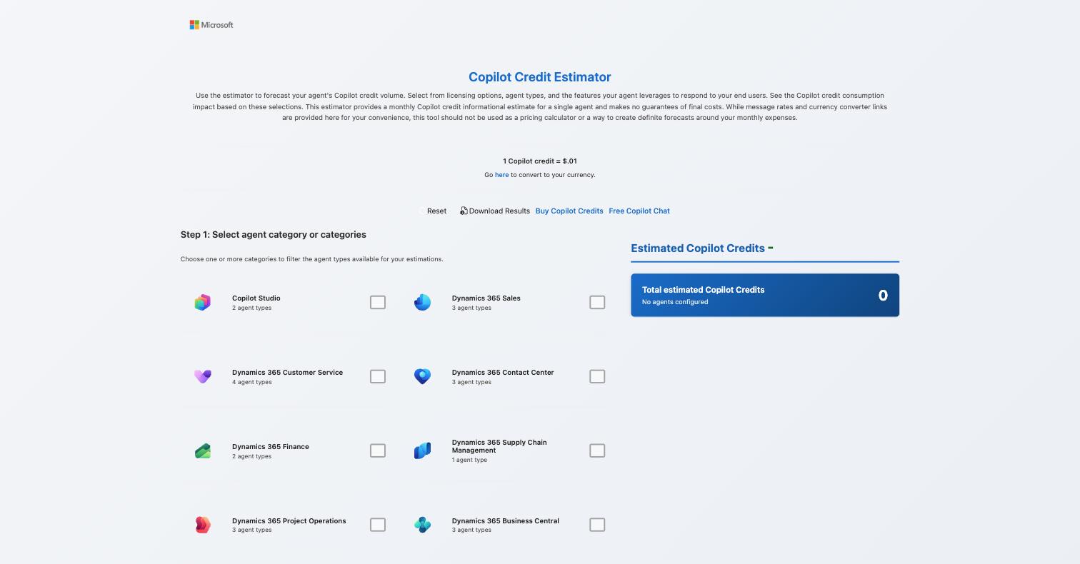Copilot Studio Credit Estimator: offizielles Microsoft-Tool zur Kostenschaetzung