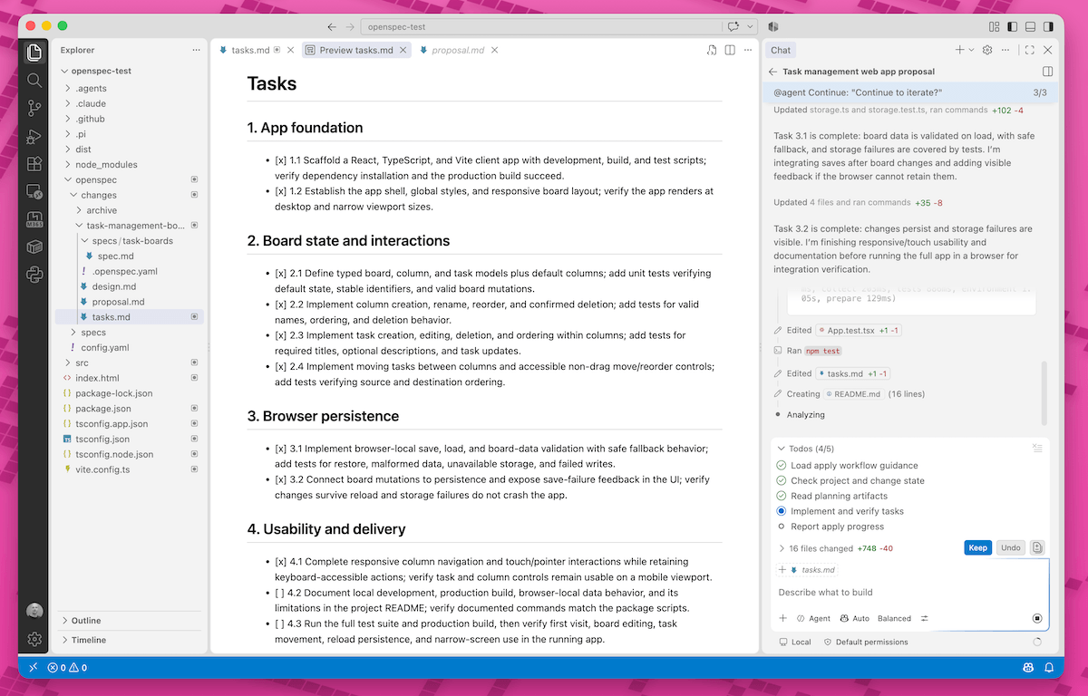 OpenSpec apply: AI-Agent hakt Tasks in tasks.md ab