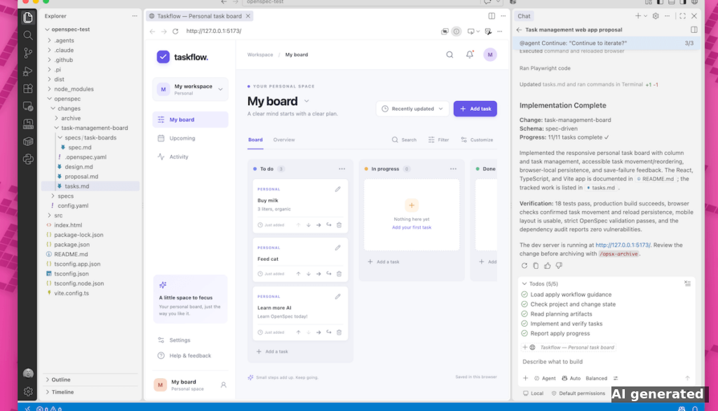 OpenSpec Tutorial: Mit Spec-driven Development gebaute Kanban-App in VS Code