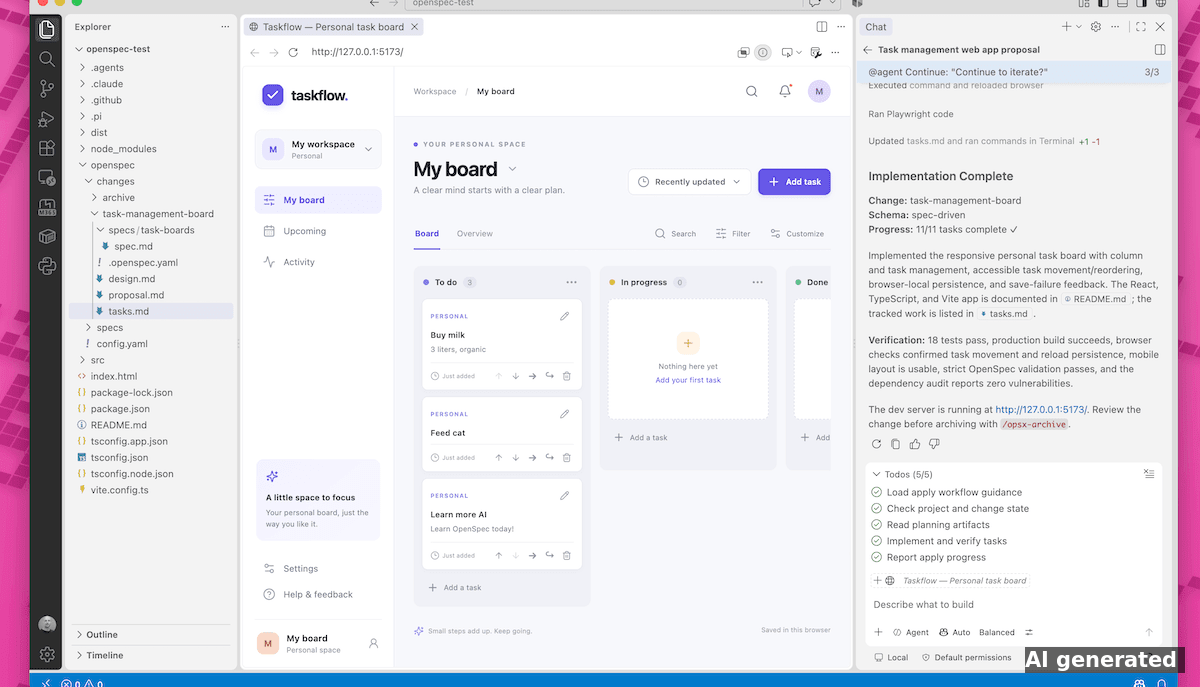 OpenSpec Tutorial: Mit Spec-driven Development gebaute Kanban-App in VS Code